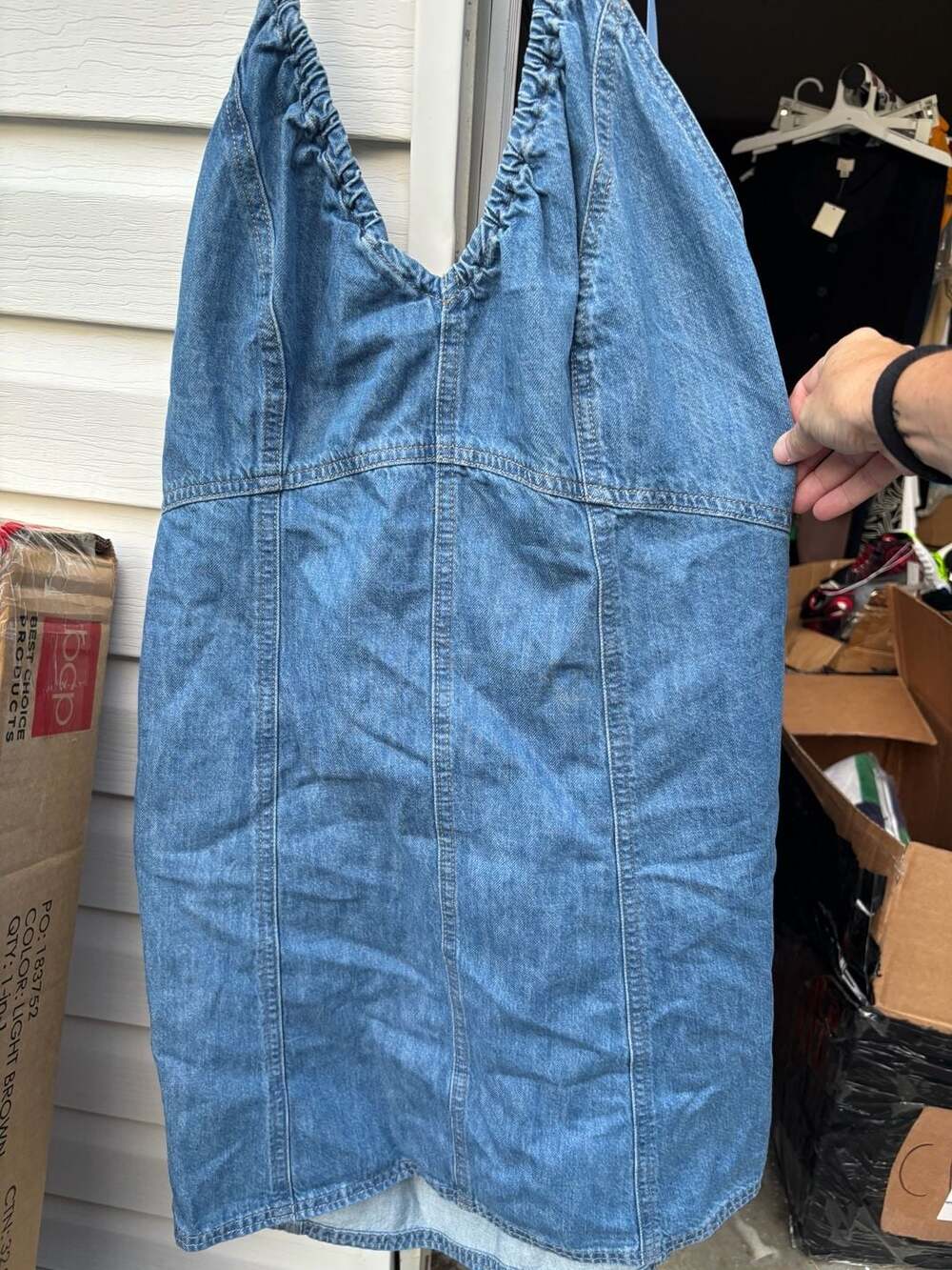 Women's Denim Halter Dress Medium Wash XL